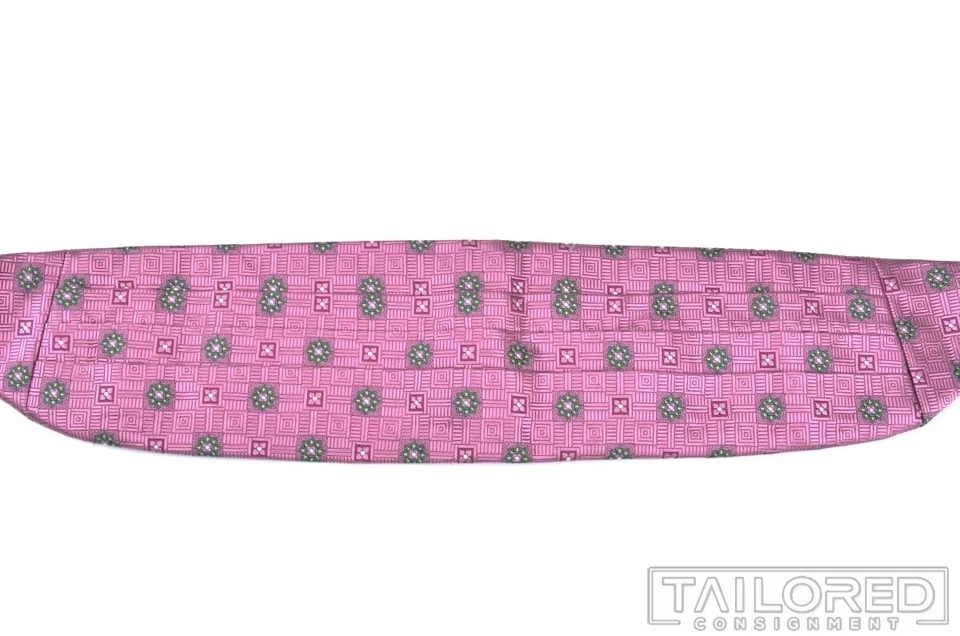 Robert Talbott Rosa Geométrico 100% Seda Hombre Plisado Cummerbund Foto 1 de 3