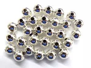 30 perline argento sterling 6 mm rotonde lisce venditore USA con 40 anni di attività. - Foto 1 di 1