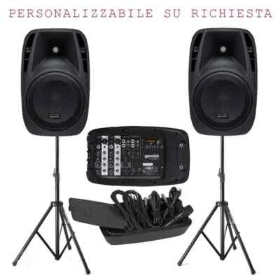GEMINI ES 210 MX BLU KIT 2 casse passive+1 mixer 6 canali+1 microfono+stativi - Immagine 1 di 4