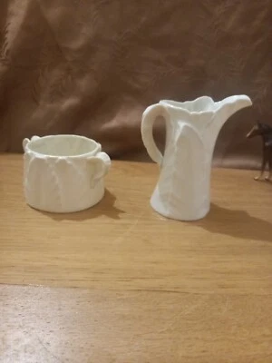 Винтажная сахарница и кувшин для сливок Royal Worcester White Fern - Изображение 1 из 4