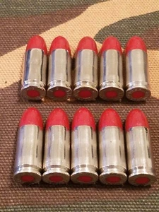 9MM LUGER SNAP CAPS  SET OF 10 (RED+NICKEL) REAL WEIGHT!! - Picture 1 of 6
