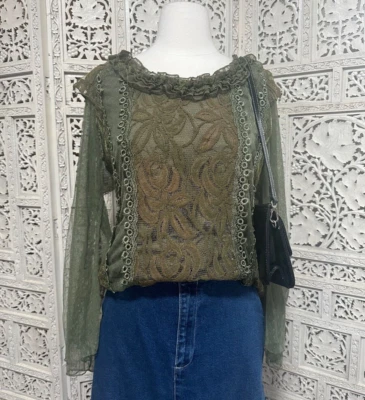 Blusa Pretty Angel seda encaje hada núcleo grunge malla fluida talla mediana Foto 1 de 4