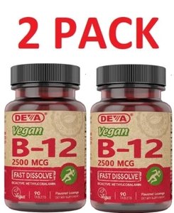 Deva VEGAN VITAMIN B-12 (FAST DISSOLVE LOZENGES) - 2500 MCG, (2 PACK) - Picture 1 of 2