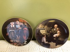 Lot Of 2 Knowles Norman Rockwell Grandpa's Treasure Chest, Evenings Ease Plates