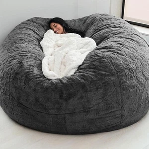 6FT Foam Giant Bean Bag Sofa Memory Living Room Chair Microsuede Soft Cover - Picture 1 of 33