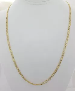 Gelbgold Figaro leichte Kette Halskette 10K 22" lang 4,3 Gramm 3,4 mm breit - Bild 1 von 6