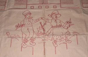 Antikes Wandschoner Wandbild Ziertuch Stickerei Holland Motiv (12615) - Bild 1 von 4