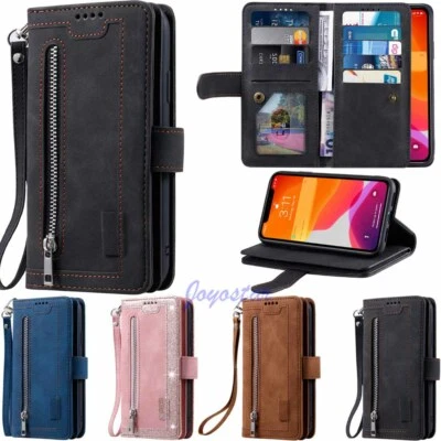 Zipper Wallet Card Slot Leather Case Cover For iPhone 12 11 Pro Max XR SE 8 7 6s - Image 1 of 4