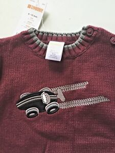 GYMBOREE Sweater Boys 6 12 Mo TURBO CHARGED Racecar Crew Neck Buttons Baby NWT