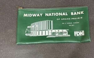 Vintage Midway National Bank Of Grand Prairie Vinyl Bank Bag - Picture 1 of 6