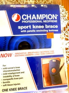 Champion Medium Neoprene Blue Sport Knee Brace W/Petella Buttress - Picture 1 of 5