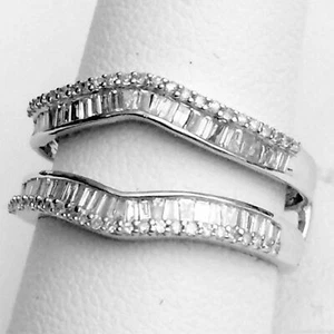 1.50Ct Baguette Cut Enhancer Wrap Engagement Band Created Diamonds 925 Silver - Picture 1 of 3