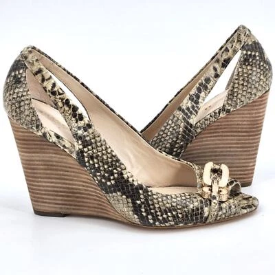 Zapatos Coach Larchmont con cuña de serpiente con estampado natural para mujer talla 8 de cuero punta abierta Foto 1 de 4