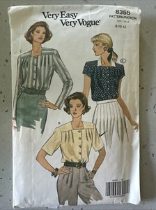 Vogue 8355 Loose Fitting Blouse Sz 8-10-12 Cut Complete C.1992 - Picture 1 of 2