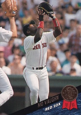 1993 Leaf #432 Mo Vaughn MLB Boston Red Sox + (Yes 4 Free Mystery Cards) - Image 1 of 2
