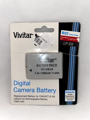 Vivitar Viv-CB-E8 Rechargeable Battery (Canon LP-E8 Replacement) - Image 1 of 2
