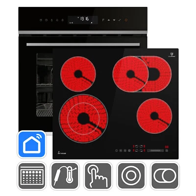 Autarkes Herdset: 60cm Einbaubackofen  + 59cm Kochfeld  Pyrolyse Pizzafunktion - Bild 1 von 4