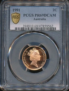 Australia 1991 dos centavos 2c (lagarto con cuello volante) - PCGS PR69DCAM - Imagen 1 de 3