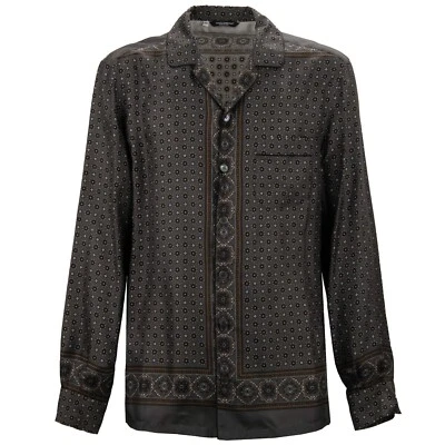 Camisa de seda con estampado floral geométrico Dolce & Gabbana con bolso gris Foto 1 de 4