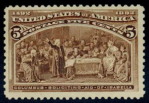 US. Stamp 5 Cents SC #234. 1893 Perf 12. Mint No Gum. Well Centered - Picture 1 of 2