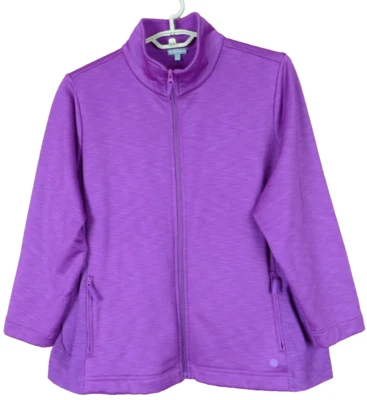 Chaqueta T By TALBOTS Mujer Elastizada Poliéster Cremallera Completa Vellón Lila Púrpura 3XP Foto 1 de 4