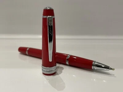 Cross Red Silver Bailey Light Rollerball Pen - Coral Chrome Trim