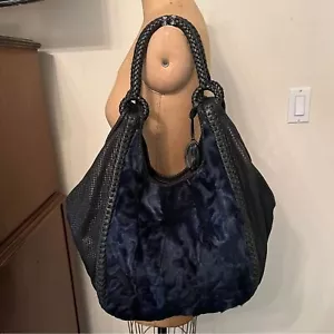 Elie Tahari “Amelia” Fur Leather Hobo Shoulder Tote Bag - Picture 1 of 7