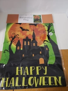 Happy Halloween Spukhaus doppelseitige Gartenflagge 12" x 18" NEU! - Bild 1 von 2