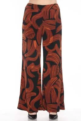 Joseph Ribkoff Black/Brown Brushstroke Print Wide Leg Pants 244244 - Image 1 of 4