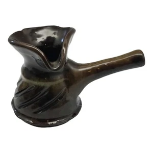 Studio Art Pottery Miniature Brown Glaze Vase Pour Handle - Picture 1 of 7