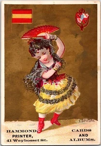 2 1800s Victorian Trade Cards - Hammond Printer Publisher - Spain, Switzerland - Picture 1 of 4