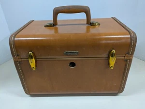 Vintage Samsonite Schwayder TRAIN CASE Streamlite 4612 Brown Luggage No Lock/Key - Picture 1 of 10