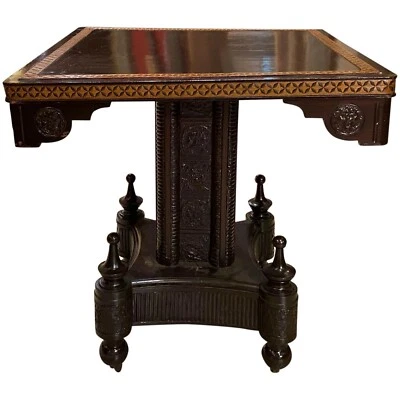 Mesa central o de juego inclinable estética con pedestal forrado de cuero moldeado Foto 1 de 4