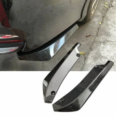 2pcs For BMW 1 2 3 4 5 7 Series Carbon Fiber Style Rear Bumper Splitter Diffuser - Image 1 of 4