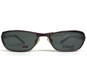 Takumi Eyeglasses Frames T9883 80 Purple Rectangular w Clip On Lenses 52-18-140 - Picture 1 of 12
