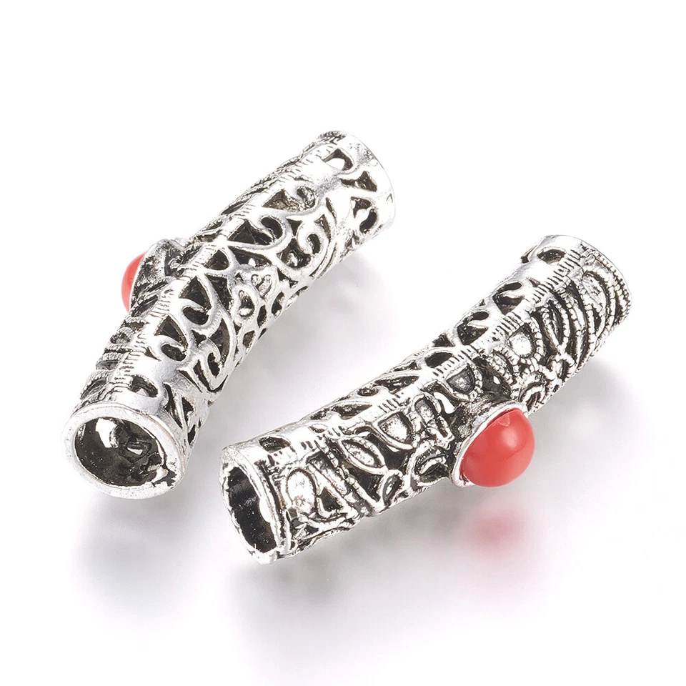 Бусины из полого трубчатого тибетского сплава с большими изогнутыми отверстиями разделители россыпью 40x10 мм 10 шт. - Изображение 1 из 1