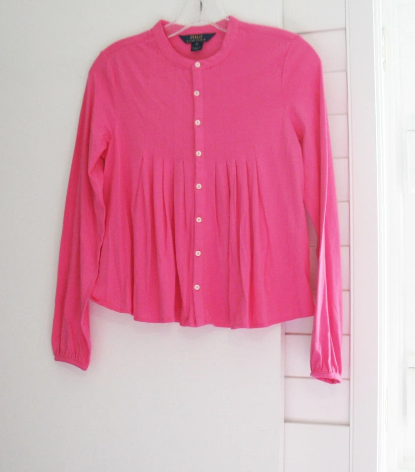 Polo Ralph Lauren Niñas Plisado Jersey Tejido Top Rosa Desierto Talla XL (16) - NUEVO CON ETIQUETAS Foto 1 de 1