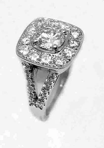 2.55CT G COLOR DIAMOND ROUND 1.00CT CTR. ENGAGEMENT PAVE RING 18K WHITE GOLD - Picture 1 of 5