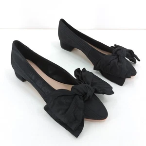 LOEFFLER RANDALL Mujer 7.5 Noa Moire Arco Plano Negro Punta Punta Tacón Levantado NUEVO - Imagen 1 de 11