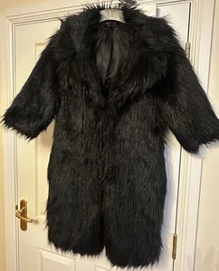 Supertrash Born In L.A Black Faux Fur Coat Size L - Picture 1 of 6