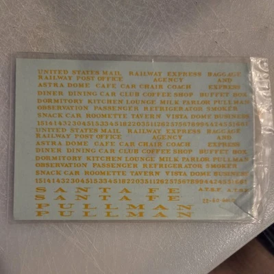 Santa Fe Passenger Decal 22-6I Walthers HO Scale, Unopened - Image 1 of 2
