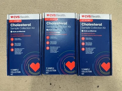 3 Pack CVS Health CHOLESTEROL At Home Test Sample Kit  Exp 5/2027 NEW Sealed - Image 1 of 4