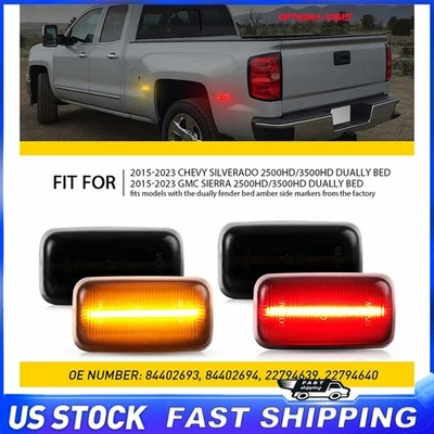 For 15-23 Chevy Silverado 2500HD 3500HD Dually Bed LED Side Marker Lights 4-40X - Image 1 of 4