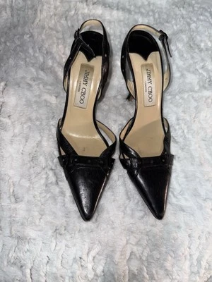 Jimmy Choo Cuero Negro Tacón Cordones Punta Talla 36.5 (US 6.5) Foto 1 de 4