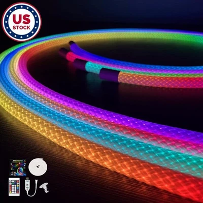 5V 4m RGBIC 360 Degree Round Reticulate Chasing Color LED Neon Strip Light Kit - Image 1 of 4