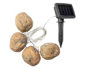 Livarno Home Garten Bodenlichterkette Beleuchtung Steinoptik Solar LED 4 Steine - Bild 1 von 2