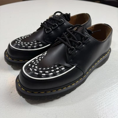 Dr. Martens Ramsey Black White Smooth Leather Creepers Shoes Men’s 8 Women’s 9 - Image 1 of 4