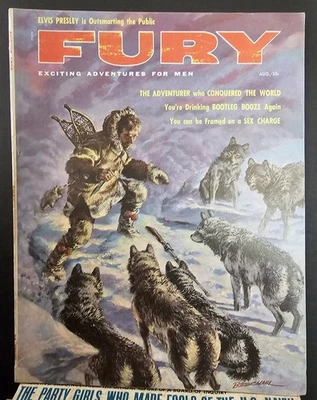 Revista de aventura para hombre Fury agosto 1957 vol. Edición 22 #7 Jayne Mansfield Elvis Foto 1 de 4