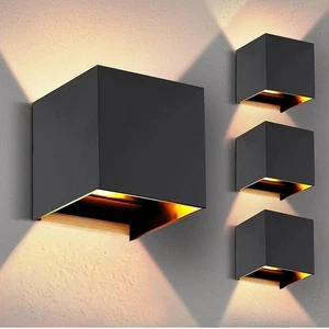 Juego de 4 Luces LED de Montaje en Pared Exterior Ajustables Impermeable Moderno Aplique Negro - Imagen 1 de 9
