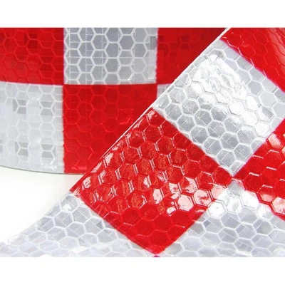 RAMROXX Signalband Markierungsband Absperrband selbstklebend reflektierend kariert 10m